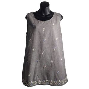 Zero Nine Maternity Wear Size Large Blouse Black White Plaid Embroidered Floral